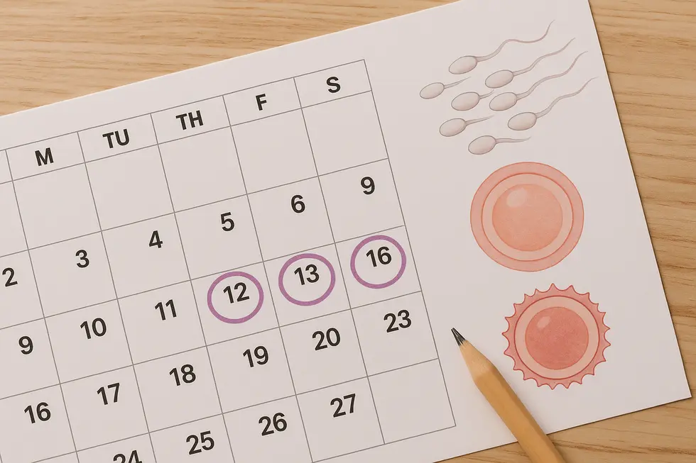 A symbolic representation of the fertility window in a menstrual cycle calendar.