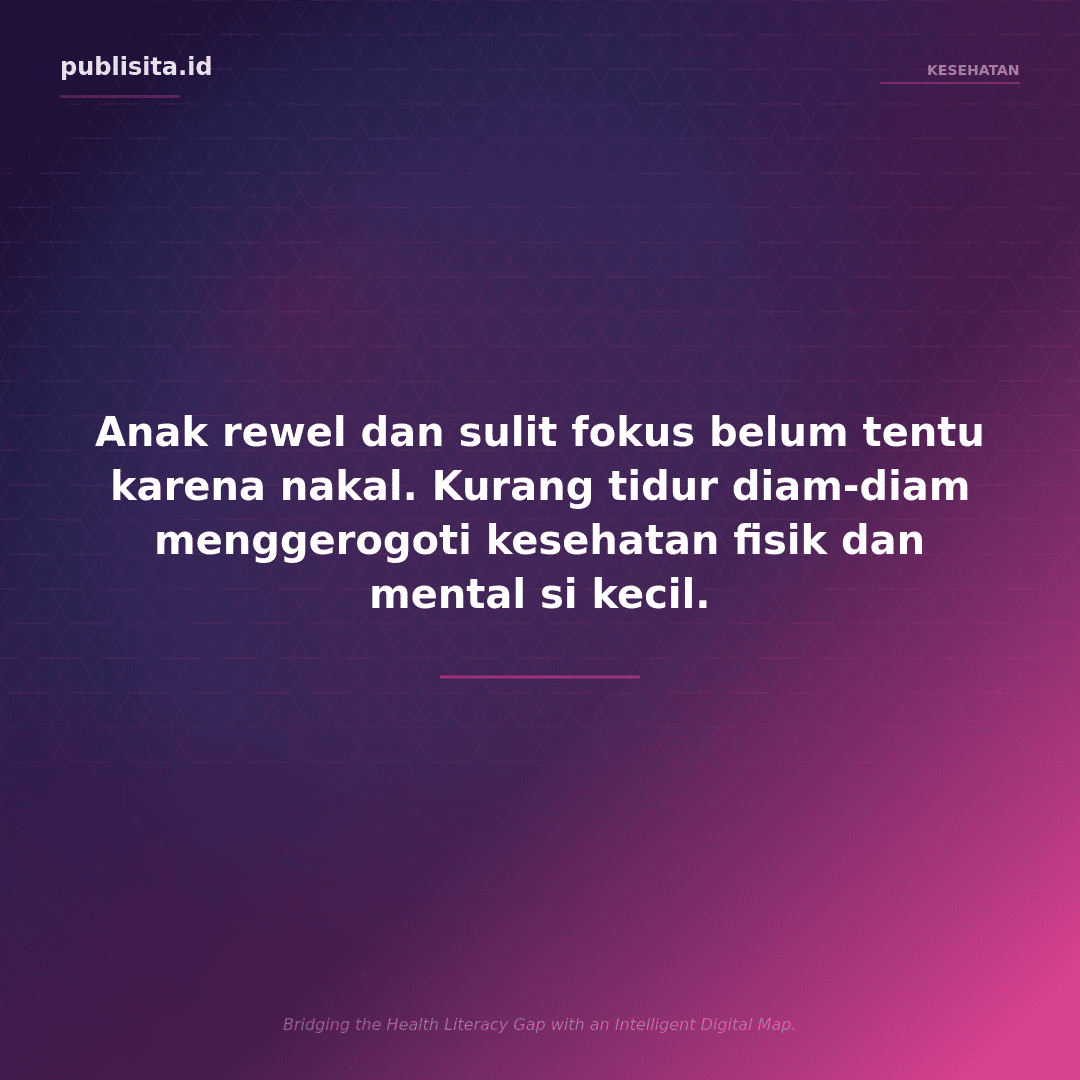 Ilustrasi anak tidur dengan durasi cukup dan cukup istirahat dengan latar pink gelap
